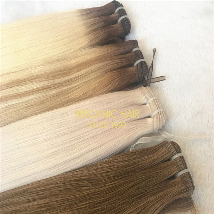 Double drawn remy human flat weft hair extensions A132